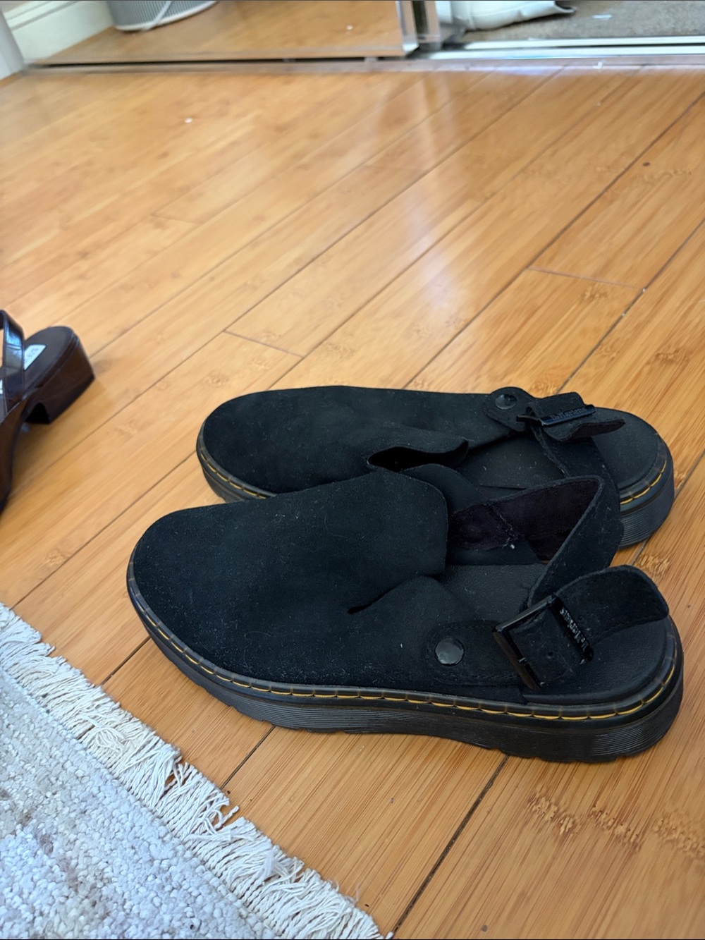 Women’s Dr. Marten’s Black Suede Casual Slip-On Shoes with Backstrap